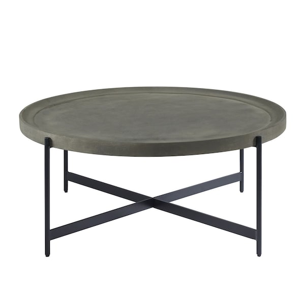Alaterre Furniture Brookline 42" Round Wood with Concrete-Coating Coffee Table AWBL42CC - main